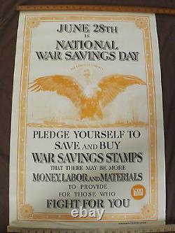World War 1 Original National War Savings Day Bald Eagle Liberty Torch Poster
