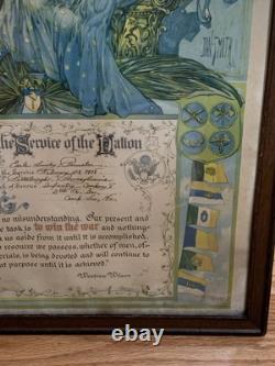 World War 1 WWI Discharge Poster IN THE SERVICE NATION 2nd Cavalry TX DAN SMITH