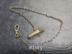 World War 1 silver zeppelin Charm on silver watch chain