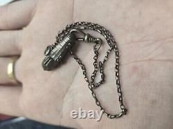 World War 1 silver zeppelin Charm on silver watch chain