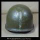 World War II M-1 Steel Army Helmet Striped Liner Painted Rank One Stripe