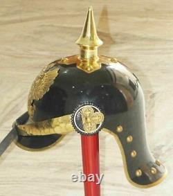 World War I & II Pickelhaube German Steel Helmet Brass Accents Prussian Officer