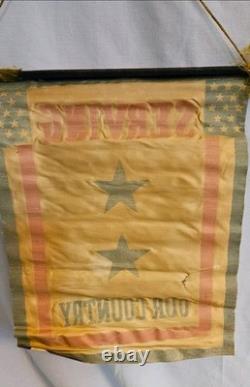 World War I Patriotic Silk Textile Set Banner & Pillow Cover (c. 1917-1919)