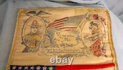 World War I Patriotic Silk Textile Set Banner & Pillow Cover (c. 1917-1919)