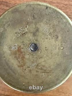 World War I Trench Art Vases Pair 1914 & 1915 Floral Relief Shell Casings