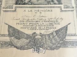 World War I WWI A La Memoire KIA Certificate Glen E. Pedersen SPENCER IOWA IA