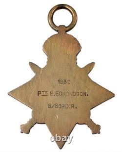 World War One 1914 Star Medal 1930 Private E Edmondson, The Border Regiment