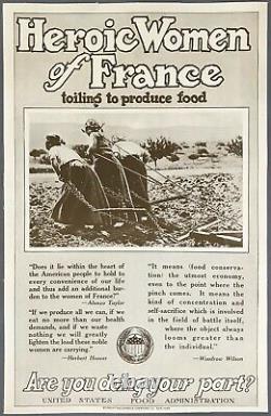 World War One US Food Administration Heroic Women of France Poster c. 1915