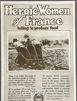 World War One US Food Administration Heroic Women of France Poster c. 1915