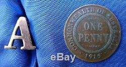 Ww1 Australian 1/a. I. F. / New Zealand N. Z. E. F. Brass Anzac Badge'a'