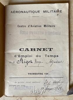 Ww1 French Pilot's Flight Log Book Signed By (trainer Of Guynemer) Capt. Nardin