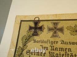 Ww1 German Ek2 With Very Cool Original Ek2 Document 12th Bayr Inf DIV (4059)