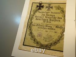 Ww1 German Ek2 With Very Cool Original Ek2 Document 12th Bayr Inf DIV (4059)