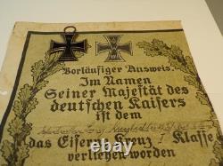 Ww1 German Ek2 With Very Cool Original Ek2 Document 12th Bayr Inf DIV (4059)