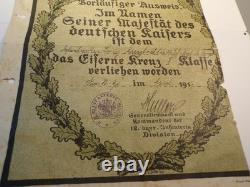 Ww1 German Ek2 With Very Cool Original Ek2 Document 12th Bayr Inf DIV (4059)