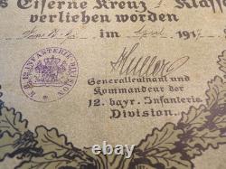 Ww1 German Ek2 With Very Cool Original Ek2 Document 12th Bayr Inf DIV (4059)