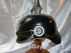 Ww1 German Em Spike Helmet Pruss. Pickelhaube In Gray Pewter 1915