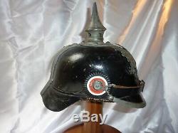 Ww1 German Em Spike Helmet Pruss. Pickelhaube In Gray Pewter 1915