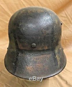 Ww1 German M16 Camouflage Steel Helmet With White Leather 3 Pad Liner. 100%