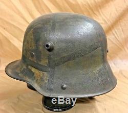 Ww1 German M16 Camouflage Steel Helmet With White Leather 3 Pad Liner. 100%