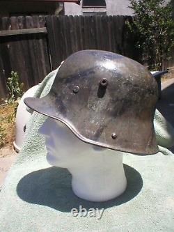 Ww1 German M-17 Camouflage Steel Helmet, Original Liner, Si 68, Named, 1 Pillow