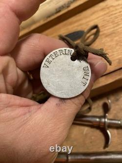 Ww1 Military Lot Rare Veterinary Unit Dog tags With Paperwork And More