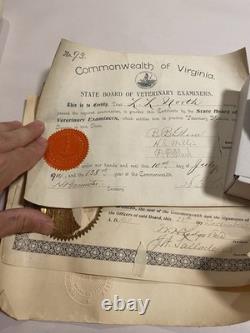 Ww1 Military Lot Rare Veterinary Unit Dog tags With Paperwork And More