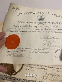 Ww1 Military Lot Rare Veterinary Unit Dog tags With Paperwork And More