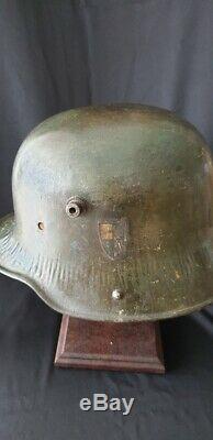 Ww1 Model 1917 German Green Helmet With Guard Insignia