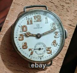 Ww1 OMEGA Military OFFICER Trench Mens SILVER watch