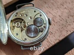 Ww1 OMEGA Military OFFICER Trench Mens SILVER watch