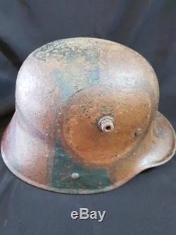 Ww1 Original German M16 Helmet Brown Turtle Camouflage Paint