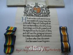 Ww1 Plaque, War & Victory Medals, Captain Percival Spurgeon, Letter, Photo, Scroll