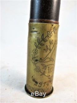 Ww1 Trench Art Shell With Australian Coat Of Arms, 1914-1918, Souvenir Of Belciu