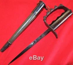 Ww1 U. S. 1917 Trench Knuckle Duster Fighting Knife & Scabbard Rare Vintage