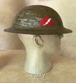 Ww1 U. S. Army 78th Lightning Division Camo Combat Id'd Trench Art Helmet