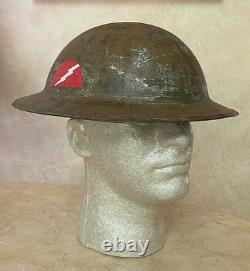 Ww1 U. S. Army 78th Lightning Division Camo Combat Id'd Trench Art Helmet