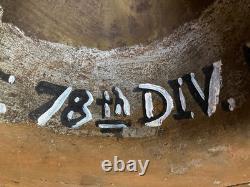 Ww1 U. S. Army 78th Lightning Division Camo Combat Id'd Trench Art Helmet