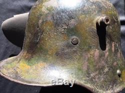 Ww1 Wwi German Camo Steel Trench Helmet, Rare'splotch' Pattern