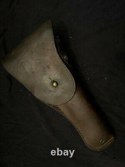 Wwi Early 1911 Holster Copper Rivets And Hanger With Pistol Belt