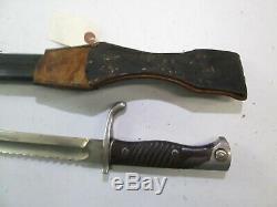 Wwi German Sawback Butcher Bayonet W Leather Scabbard Date 1915 Makers Mark #q9