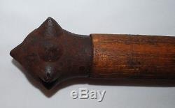 Wwi Original Trench Raiding Club With Iron Head And Oak Handle