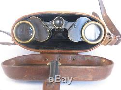 Wwi Ww1 German Carl Zeiss Binoculars Brown Leather Case